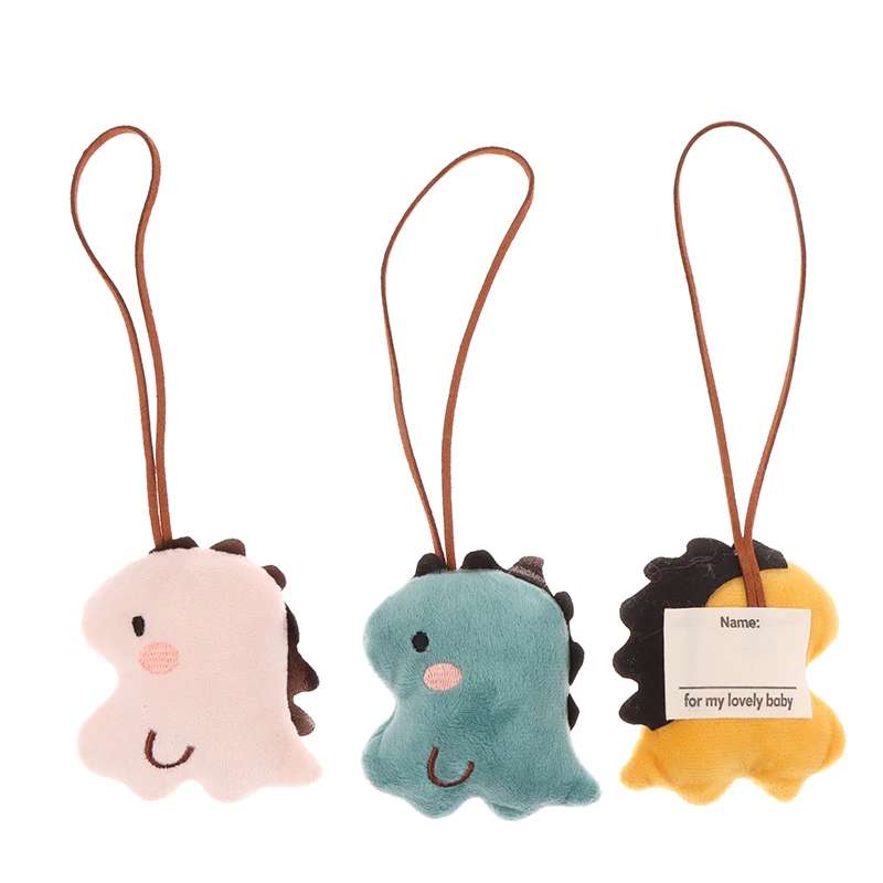 Cute Dinosaur Name Sticker Pendant Anti-lost Mark Name Tag Charm Keychain Bag Decor Cartoon Animal Plush Stuffed Doll