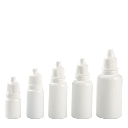 Imagen 2 del producto 50 Botellas con Gotero Blancas, Botellas de Plástico Vacías para Gotas para los Ojos, con Tapa Antirrobo, para Líquidos, 5ml 10ml 15ml 20ml