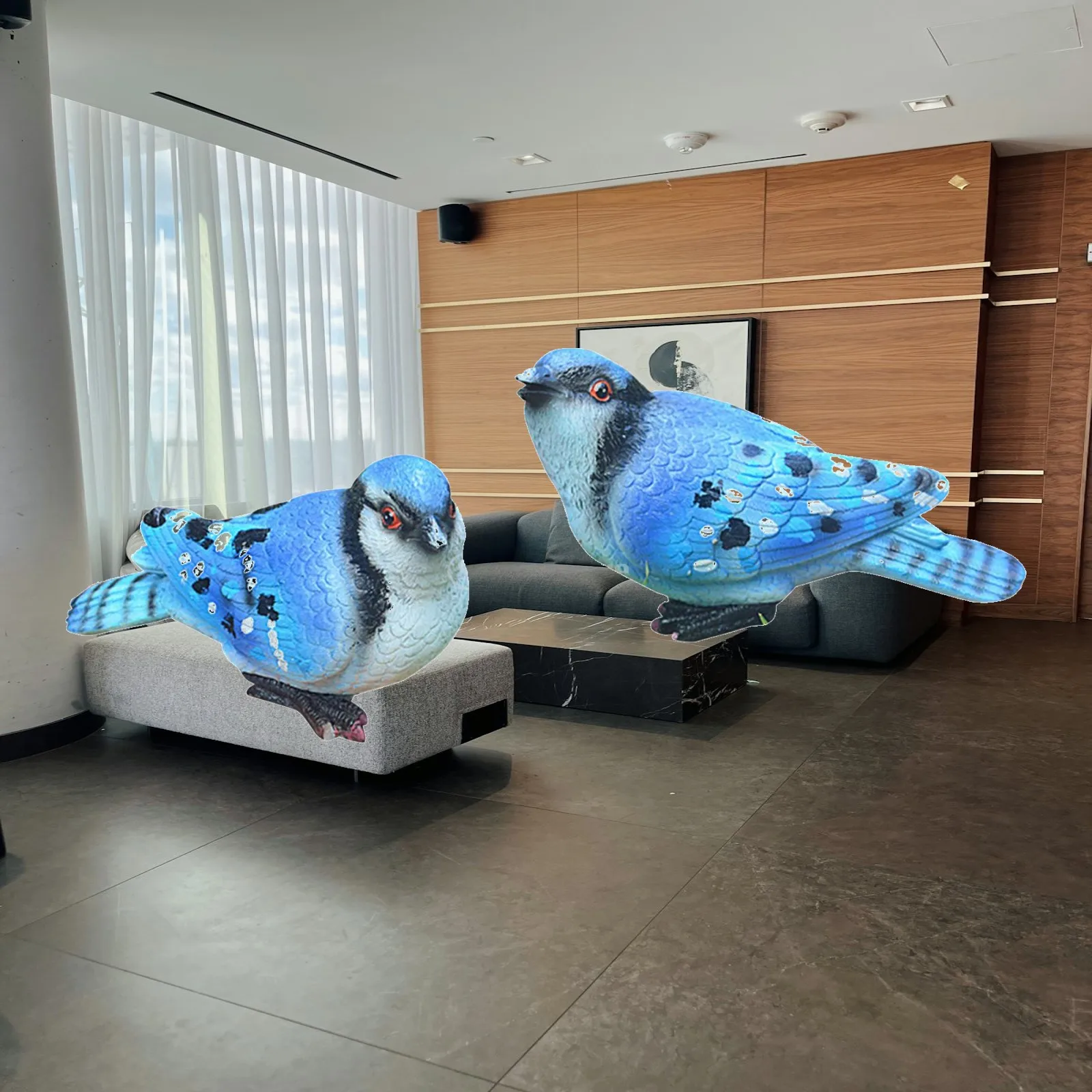 2Pcs Bird Statues Decoration Miniature for Desktop Lawn Outdoor Indoor