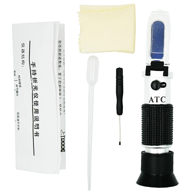 0-32% Sugar 0-28% Salt Portable 2 in 1 Refractometer Handheld Brix Refractometer Salinity Tester with ATC for Brine Fruit Beer