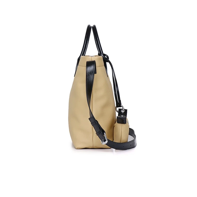 Nesitu Highend A4 Echt Leer Vrouwen Handtas Koeienhuid Winkelen Schoudertas Messenger Bag Grote Capaciteit Koffie Zwart Beige M8551