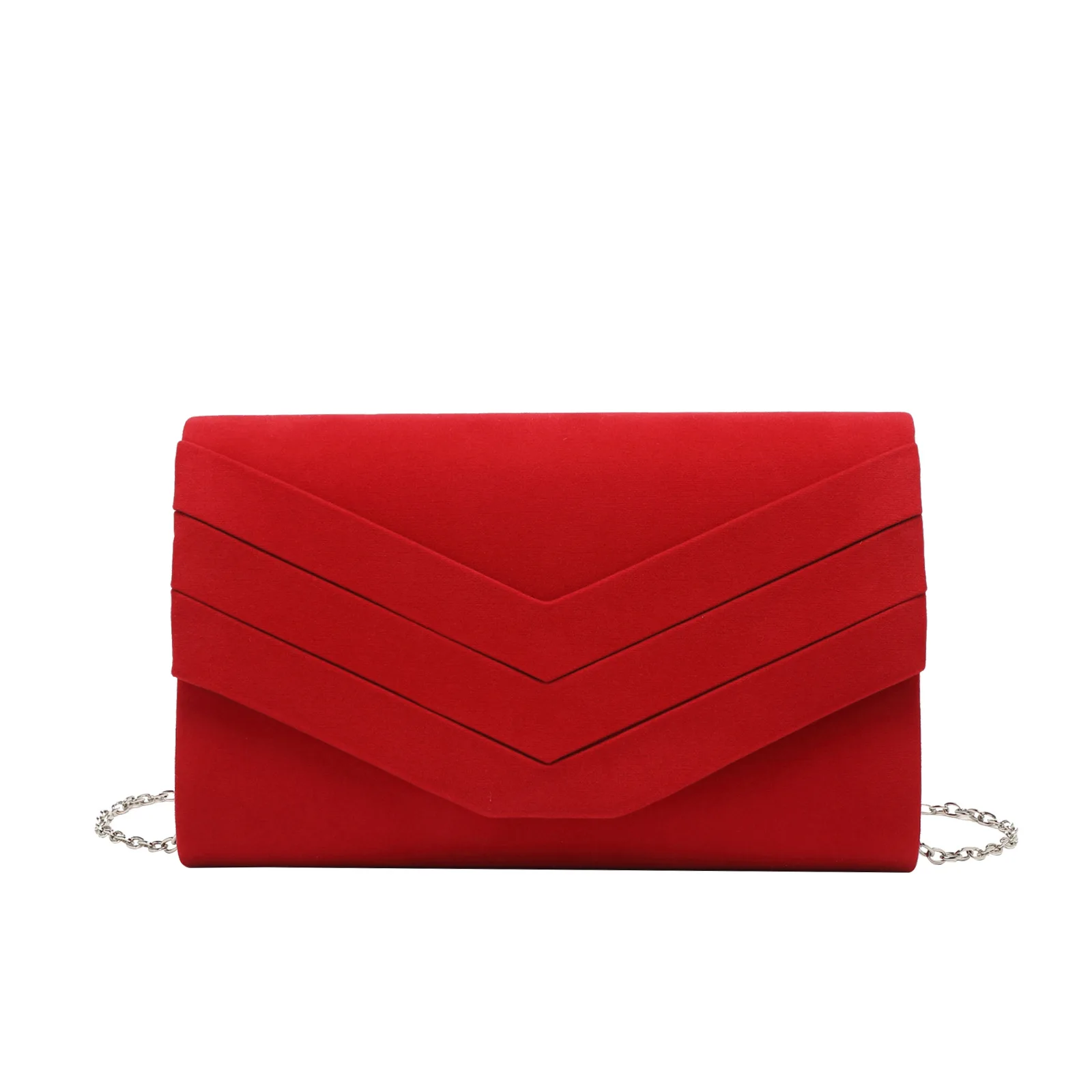 

Fashionable Women's Velvet Chain Crossbody Clutch Evening Dinner Party Bag with Pleated Flannelette
