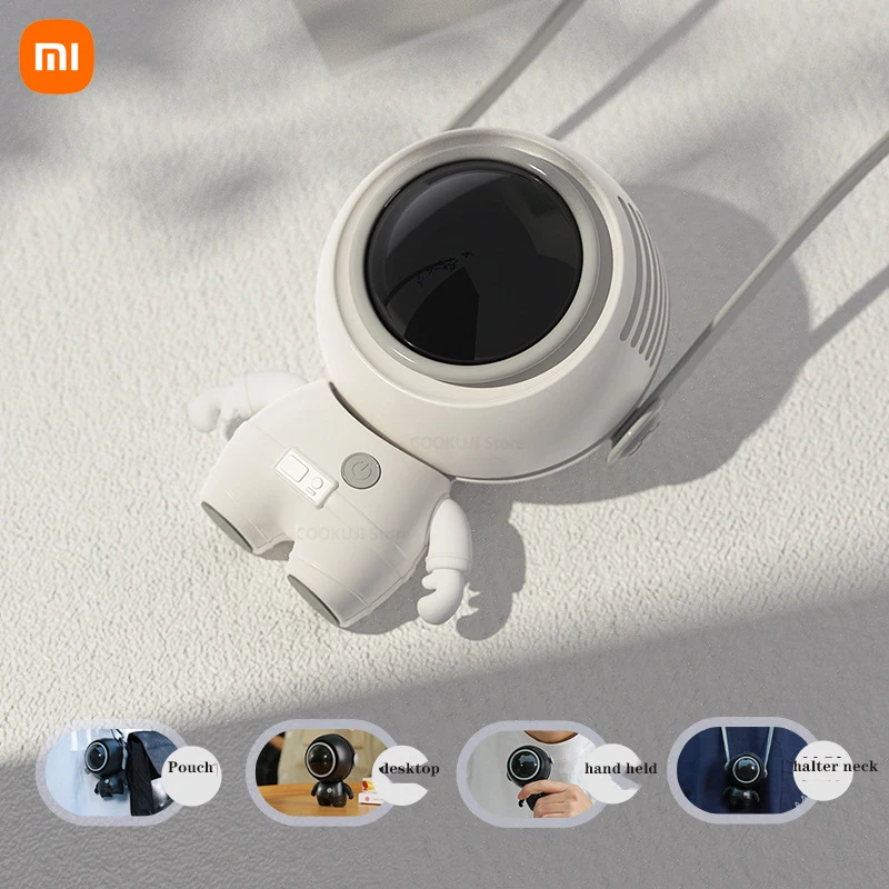 New Xiaomi Youpin Usb Small Fan Hanging Neck Handheld Lazy Mini Leafless Spaceman Small Fan Portable Lanyard Creative Gift Hot