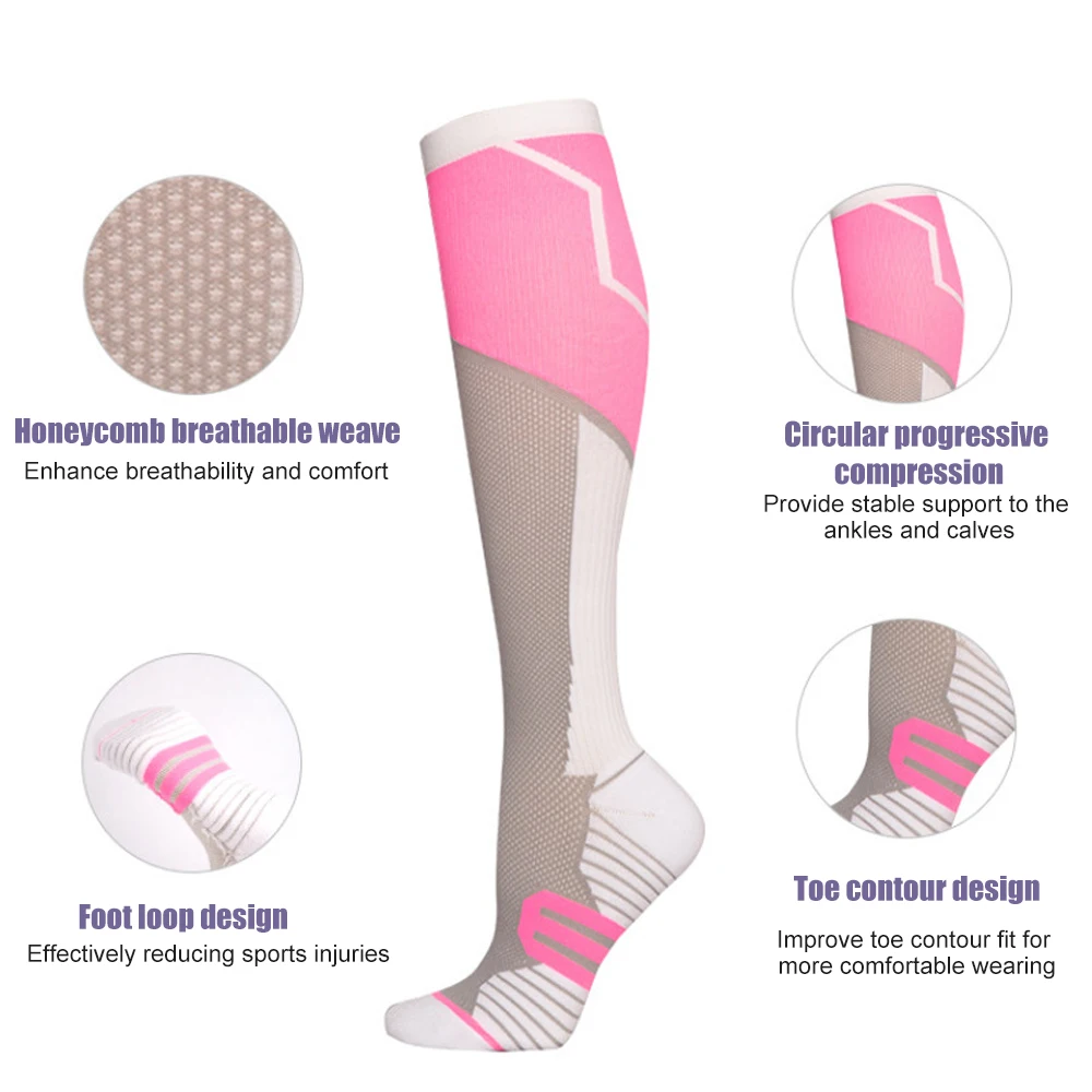 1Pair Compression Socks for Women Men Circulation 20-30mmHg Compression Stockings for Running Nursing Travel,Trail Running Sock