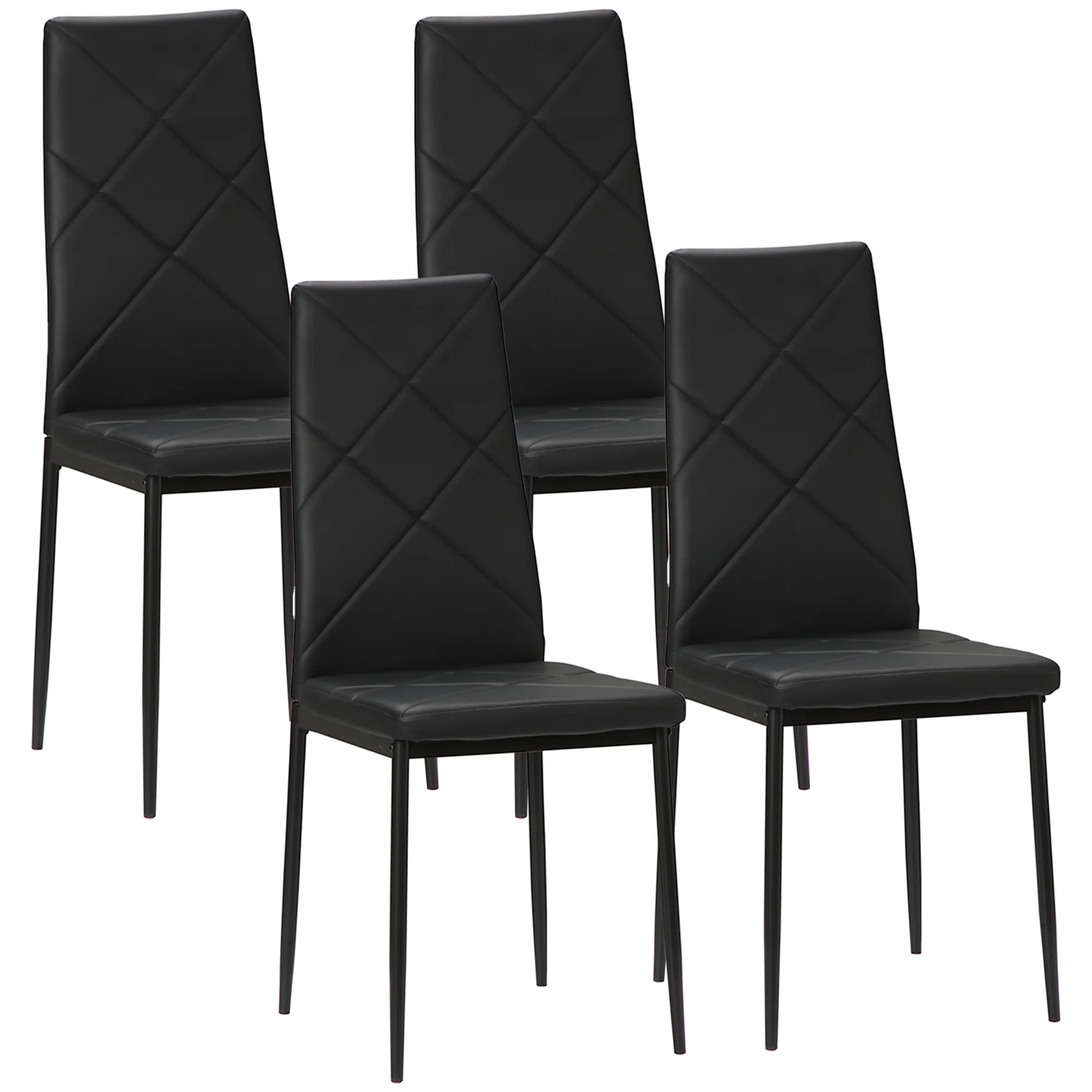 Homcom Set van 4 gestoffeerde kunstleren eetkamerstoelen 41X50X97 cm wit