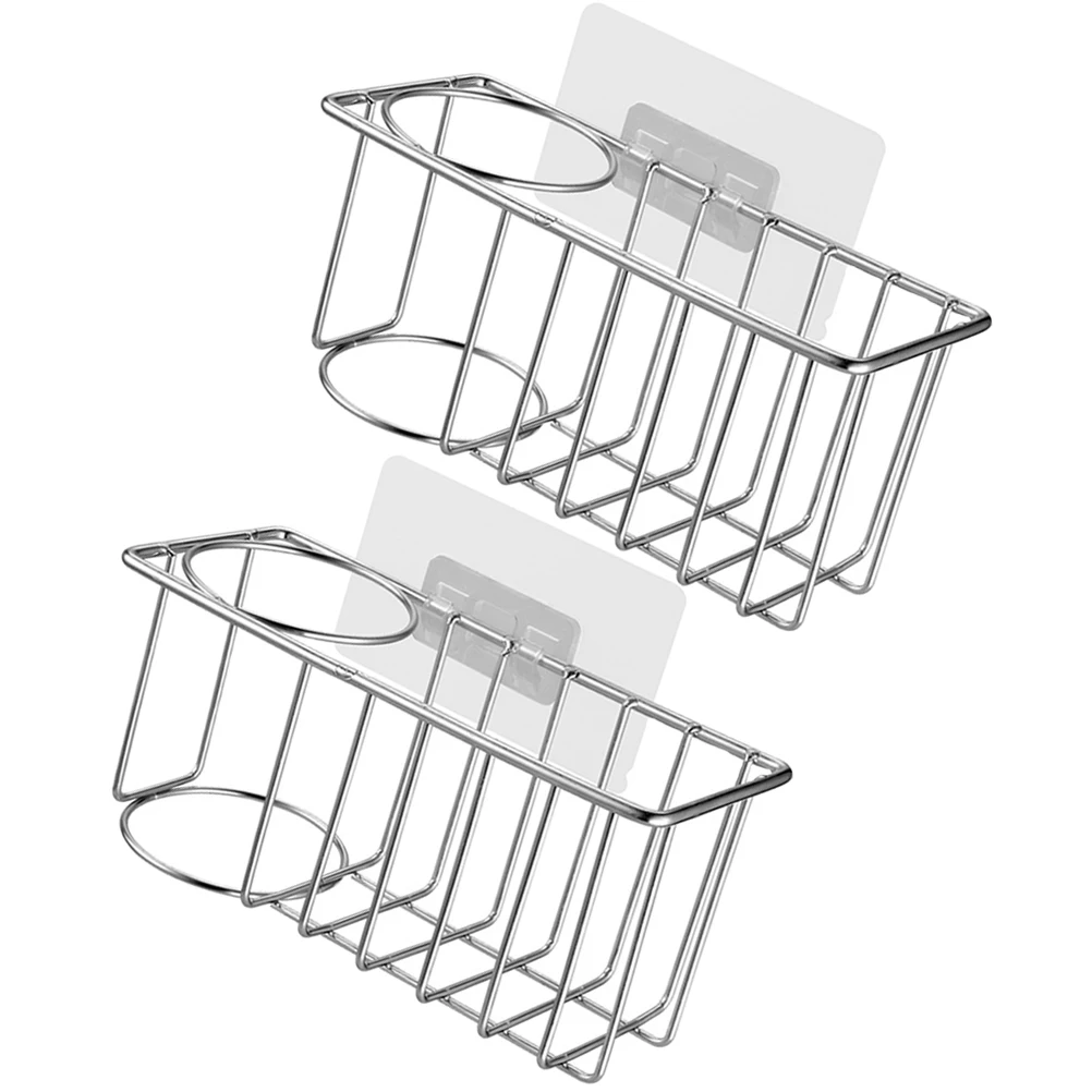 

Stainless Steel Sponge Holder Drying Rack for Kitchen Sink Silver Multi function Corner Coat Hangers Storage Basket