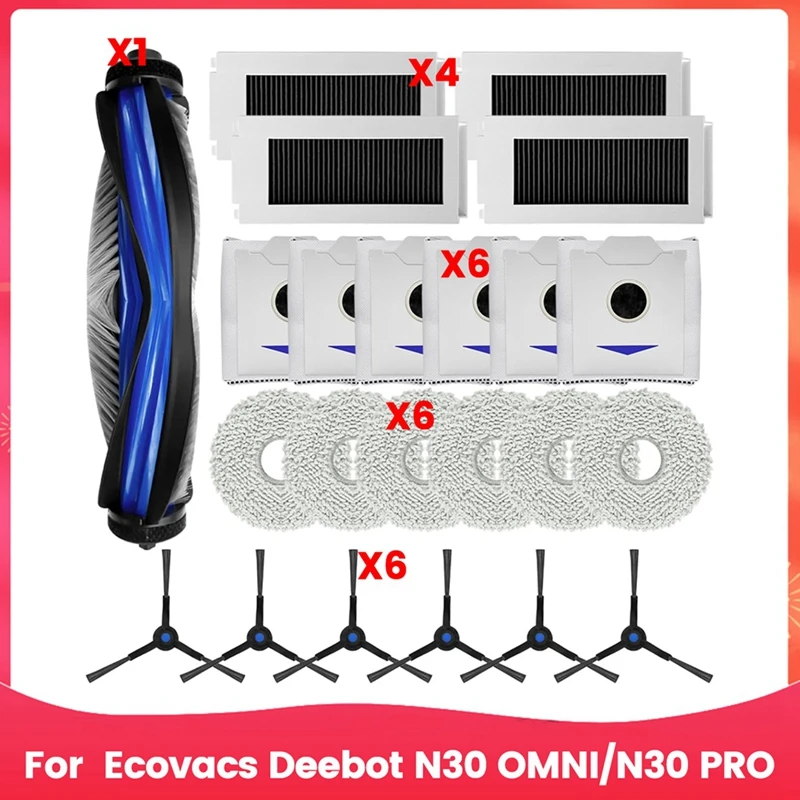 

ABWM-Replacement Accessories Kit For Ecovacs Deebot N30 OMNI/N30 PRO Vacuum Cleaner Main Side Brush Hepa Filters Dust Bags