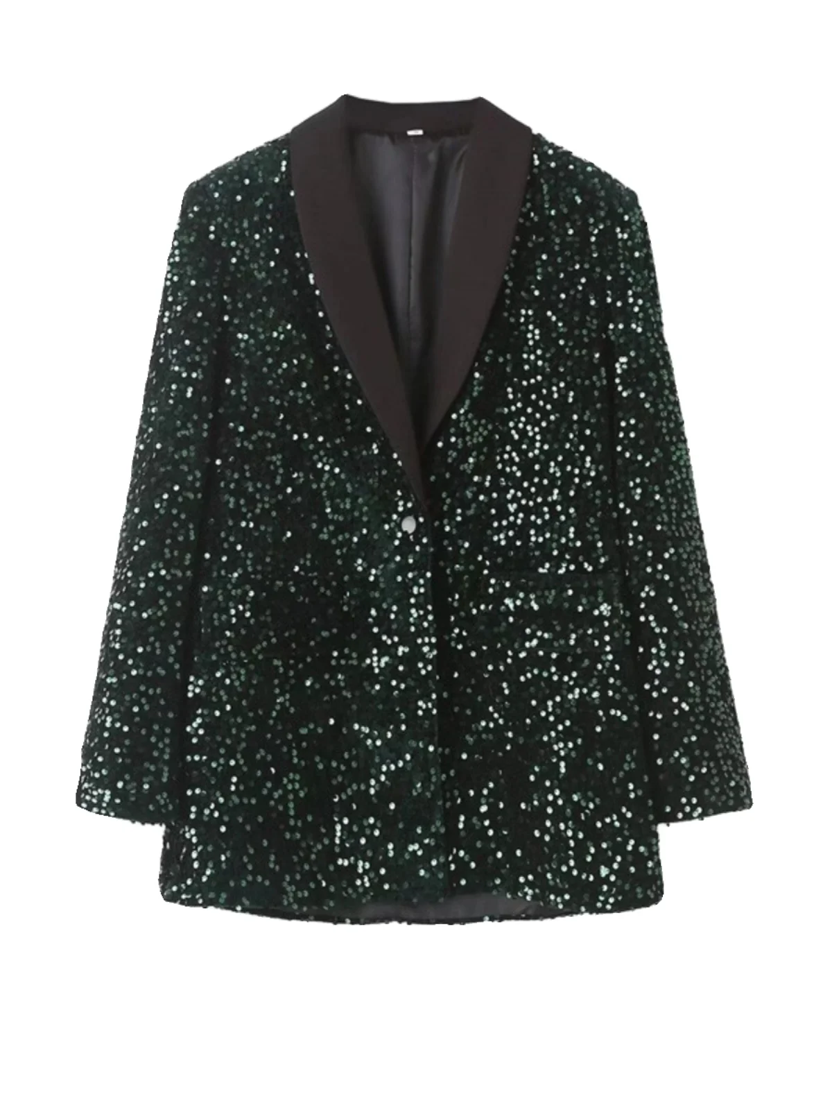 iny Velvet Sequin Bling American Sle Casual Outerwear Spring Season Long Sve Regular Length Suit Jaet Ele Aosp...