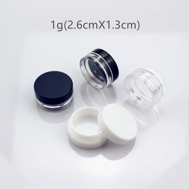 100pcs 1/2/3/5/10g Empty Plastic Makeup Jar Pots Refillable Sample Cosmetic Bottle Eyeshadow Cream Lip Balm Container Storage