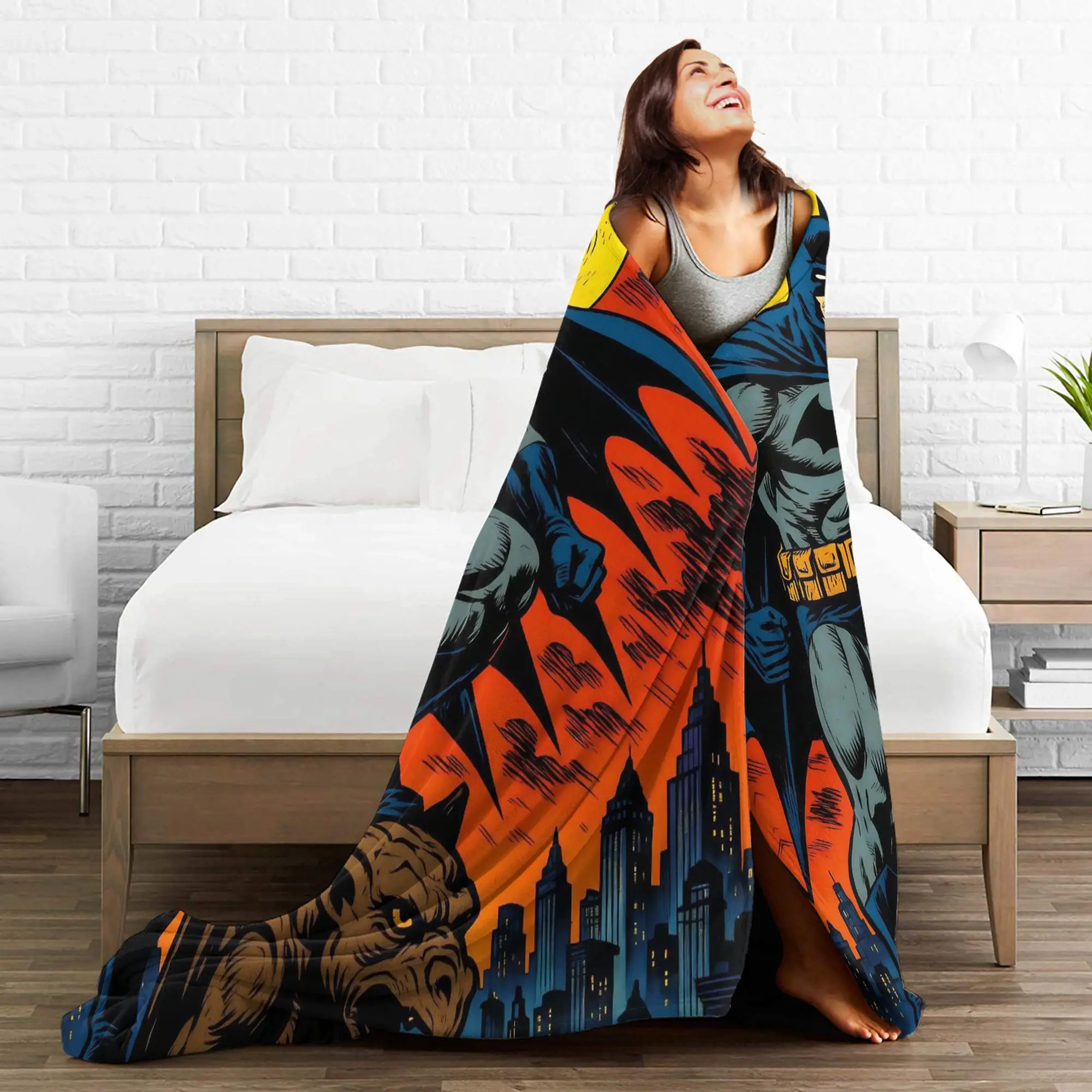 Batmans Cool Manga Cartoon  Knitted Blankets Coral Fleece Plush  Super Soft Throw Blanket for Airplane Travel Bedspread view 6
