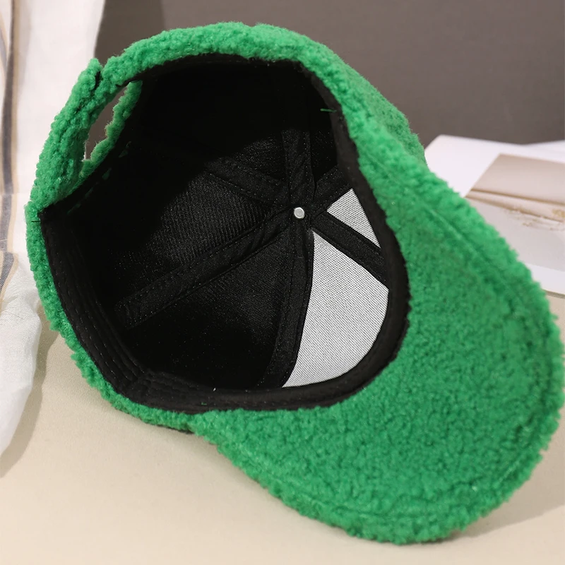 Neue 16 Farben Herbst Winter Baseball Kappe Frauen Künstliche Lamm Wolle Hüte Version Flut Warme Plüsch Baseball Caps Baseball Kappe – Detail 3