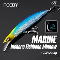 Señuelo de pesca Noeby Minnow, 120mm, 20,5g, Wobbler de hueso de pescado reforzado costero, cebo duro Artificial flotante, Señuelos de pesca de lado plano