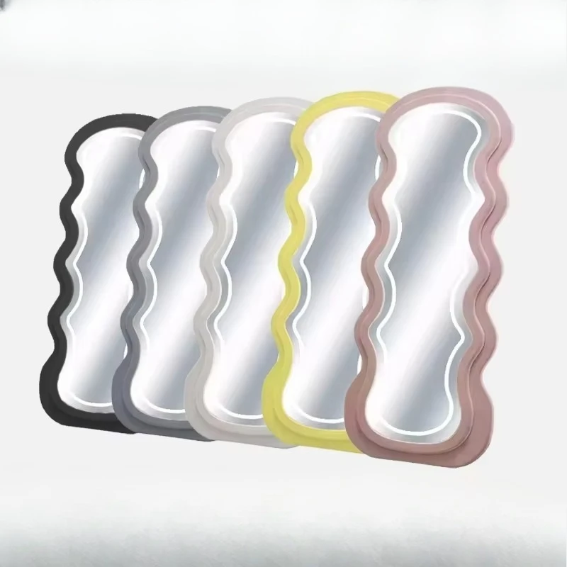 

Modern elegant and stylish velvet corrugated decorative mirror with LED backlight, full-length full-length full-length mirror