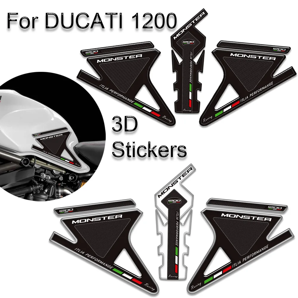 แผ่นกันรอยถังน้ำมันสำหรับรถมอเตอร์ไซค์ Ducati Monster 1200 ชุดกันลื่นข้างถังน้ำมัน ป้องกันเข่า สติ๊กเกอร์ตกแต่งรถมอเตอร์ไซค์
