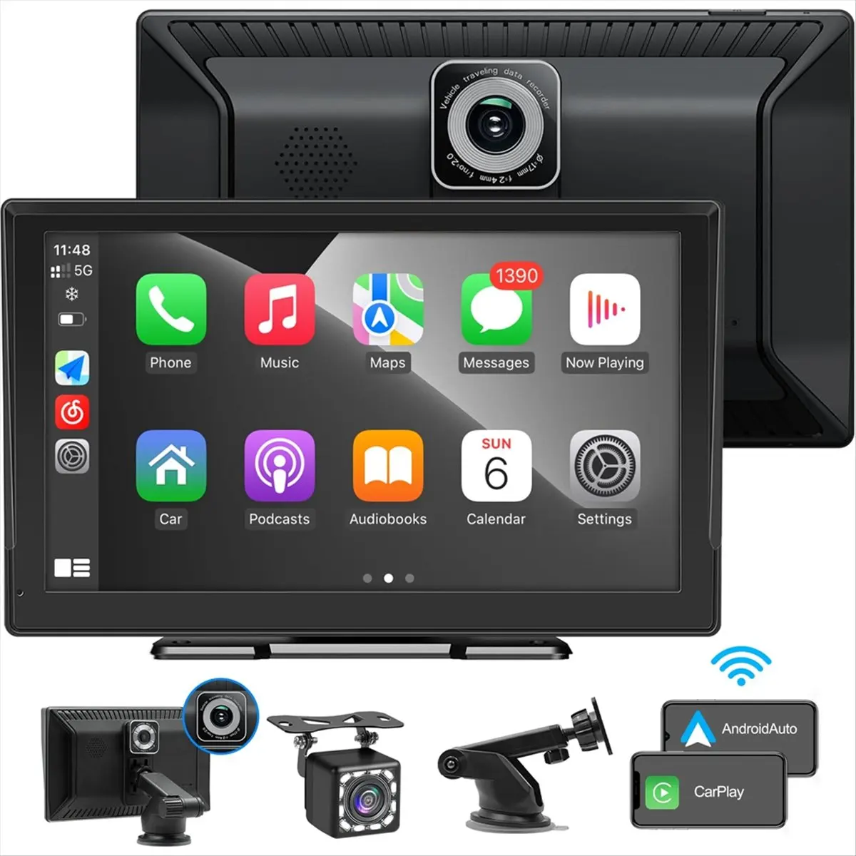 

M85K Wireless Carplay Car Stereo, 9Inch Touch Screen Carplay and Android Auto, Dash Cam, Backup Camera, Mirror Link//FM/BT