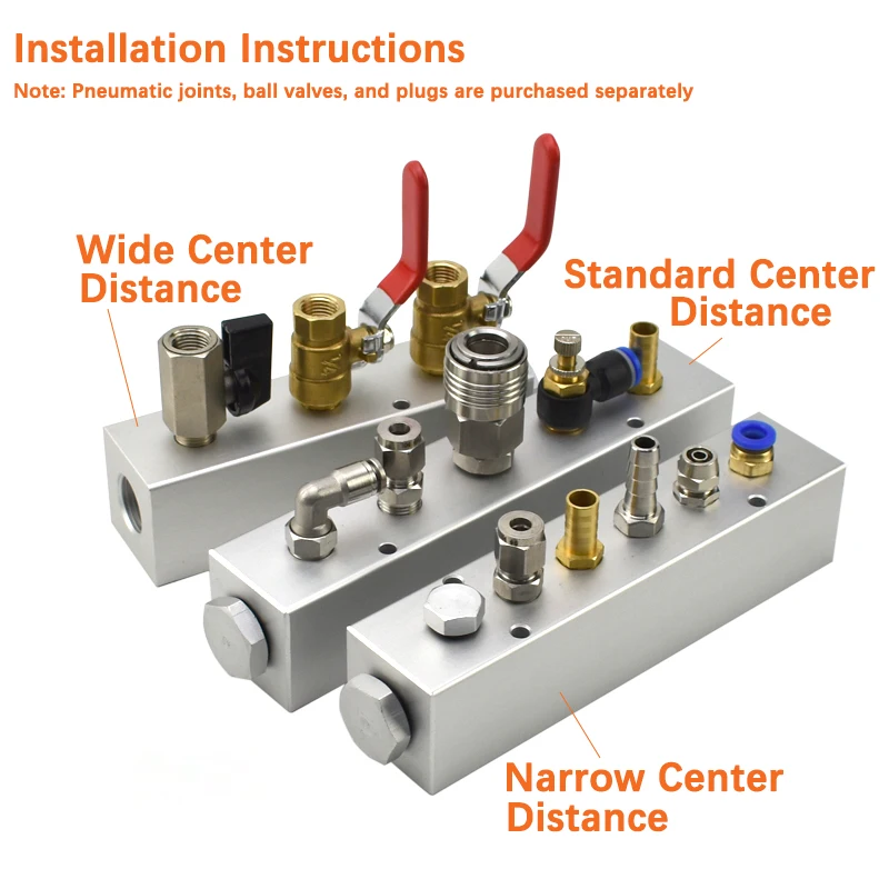 Water Distribution Shunt Block Straight-Through Distributor Manifold 40x40 G1/2 to G1/4 Thickened Split Teeth Exhaust Source Oil