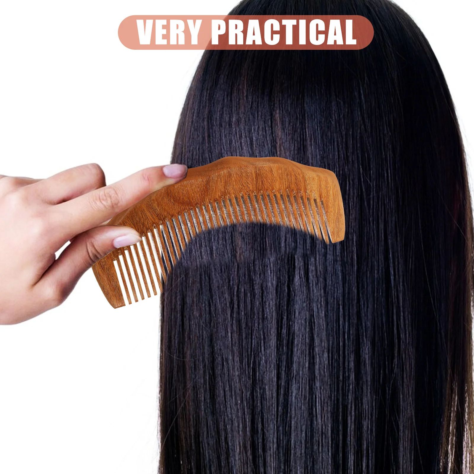 

Массажная расческа для распутывания волос, портативная деревянная карманная расческа из сандалового дерева с мелкими зубьями, массаж кожи головы