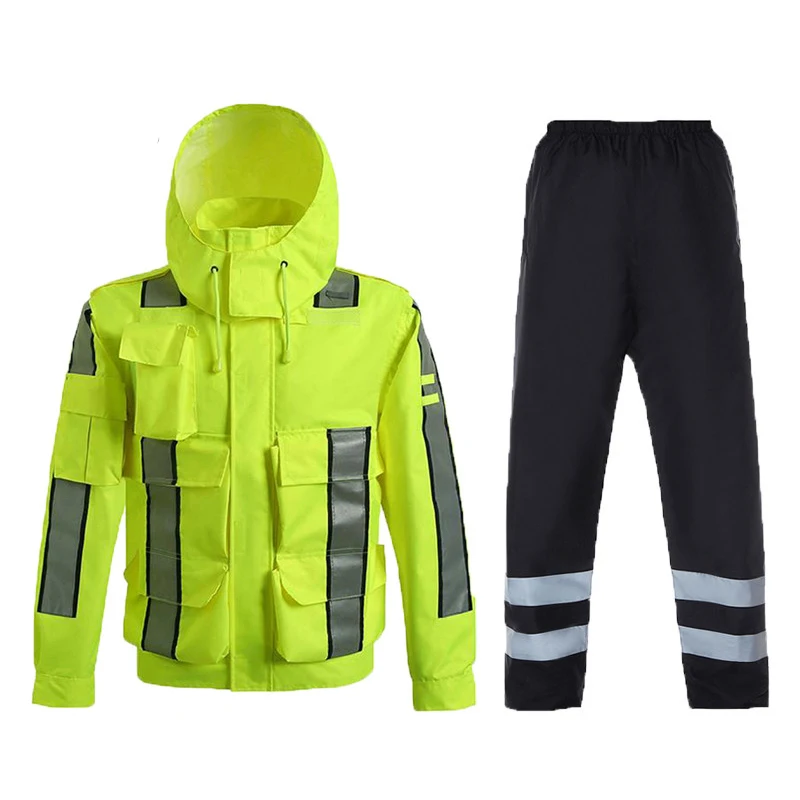 Men's Rain Suit High Visibility Reflective Work Rain Jacket Pants for All Sport Farm Fishing Motorcycle