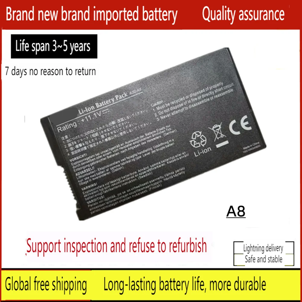 

New Laptop battery for ASUS A32-A8 A8G A8 A8A A8M A8F A8J A8JC A8JA A8JM A8000 X81S F8V X80 X88 F8T N81 Z99J Z99l Z99D Z99S Z99N