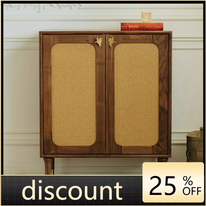 

LTT household large-capacity door storage locker black walnut solid wood Nordic entrance cabinet