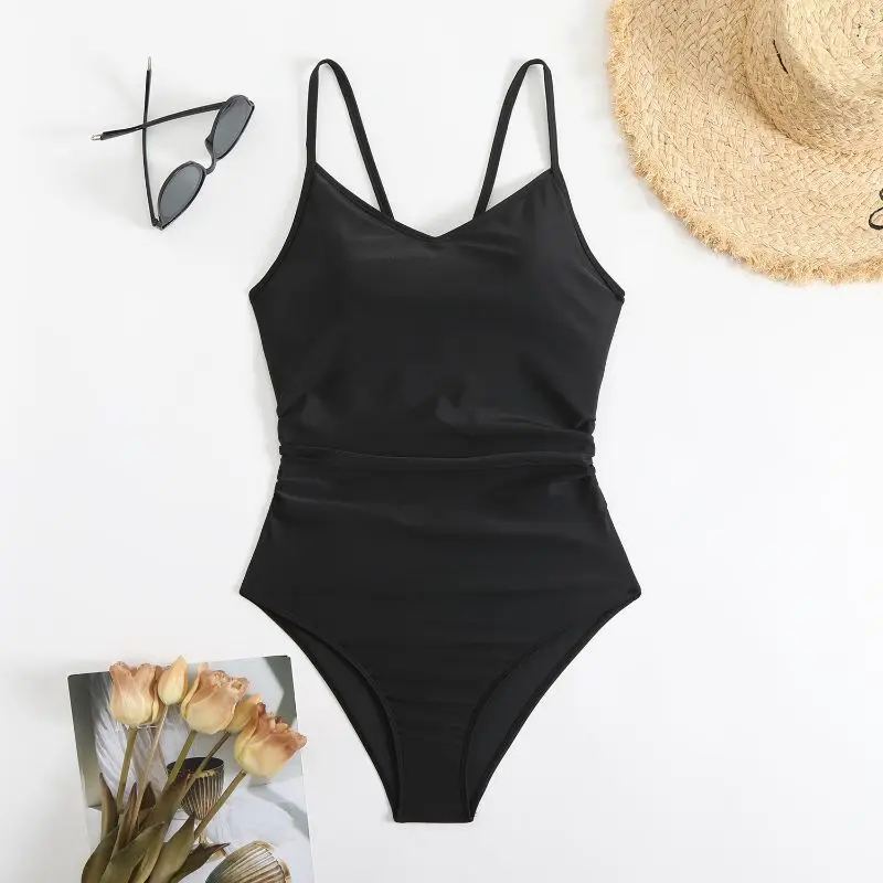 Cikini Swim Basics Cut Out Ring Linked Maiô de uma peça cor sólida verão praia roupa de banho para mulheres