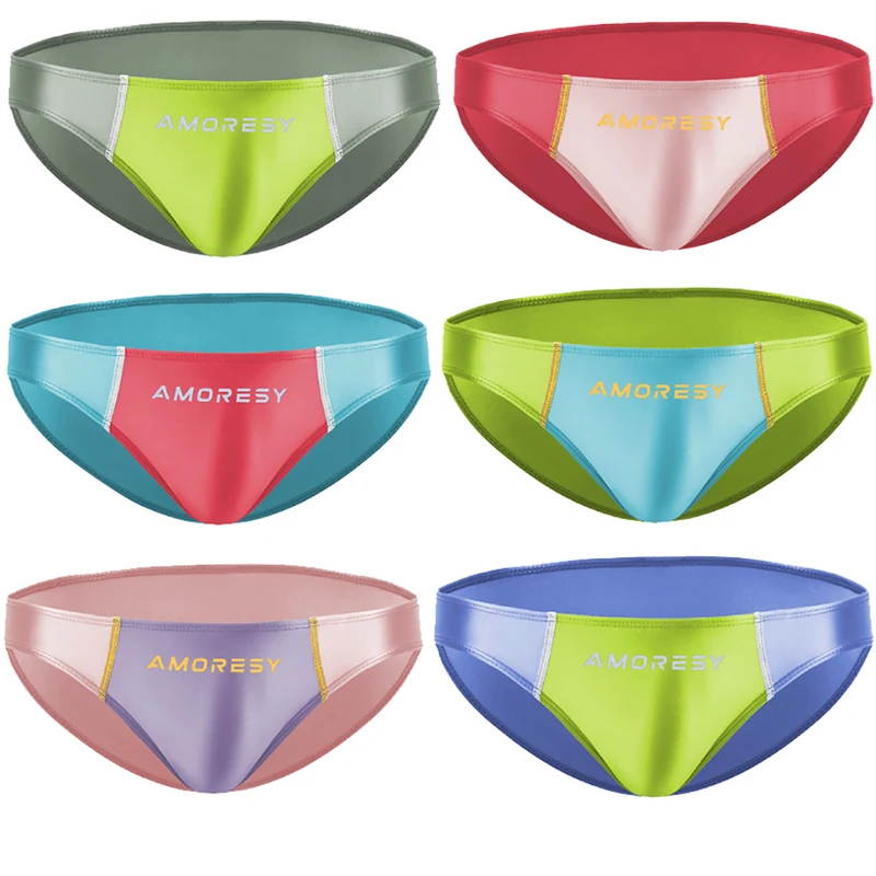 satin sexy men glossy underpants oily Shiny Low Rise underwear Swim Briefs