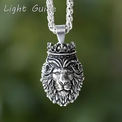 2024 New For Teens Vintage Lion HEAD Pendant Necklace 316L Stainless Steel Men Animal Chain Gothic Jewelry Party Gift