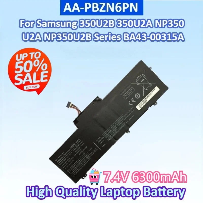 

Новый высококачественный аккумулятор для ноутбука AA-PBZN6PN 7,4 В, 6300 мАч, 47 Втч для Samsung NP350U2A NP350U2B 350U2B 350U2A BA43-00315A
