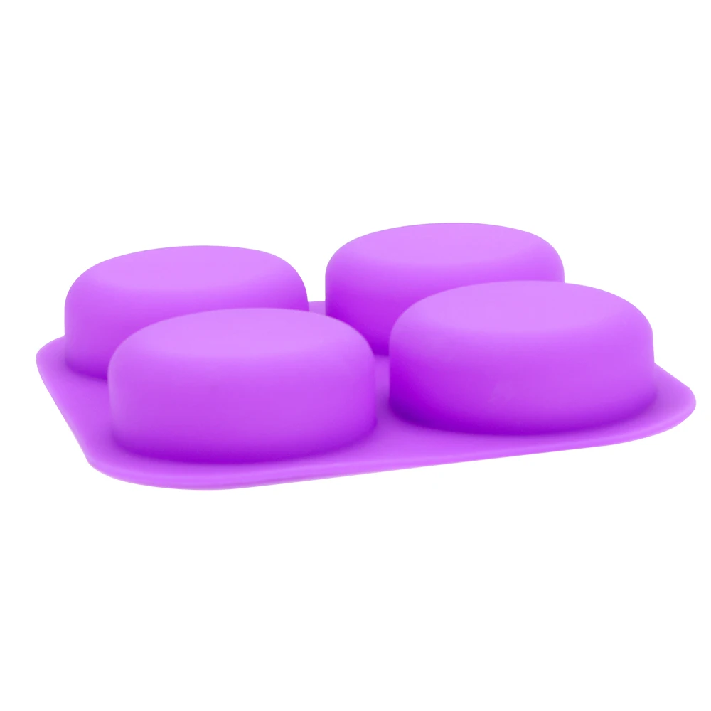 4 Cavity Easy To Demould Soap Molds Tray Reusable Round Circles Soap Molds Silicone DIY Handmade Craft Cake Decorating Tools