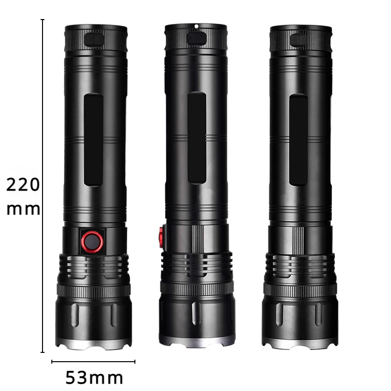 12000mAh Powerful Spotlight Long Range LED Flashlight Strong Light Lamp Tactical Torch Lantern Type-C Charging Camping Lights