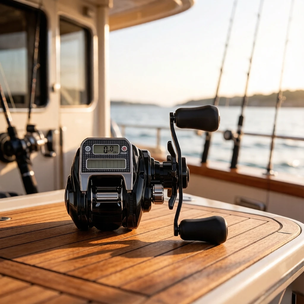 New Digital Baitcasting Reel with Backlight Counter, Magnetic Ice Boat Bridge Fishing Reel, Durable Smooth Line Release for Sea
