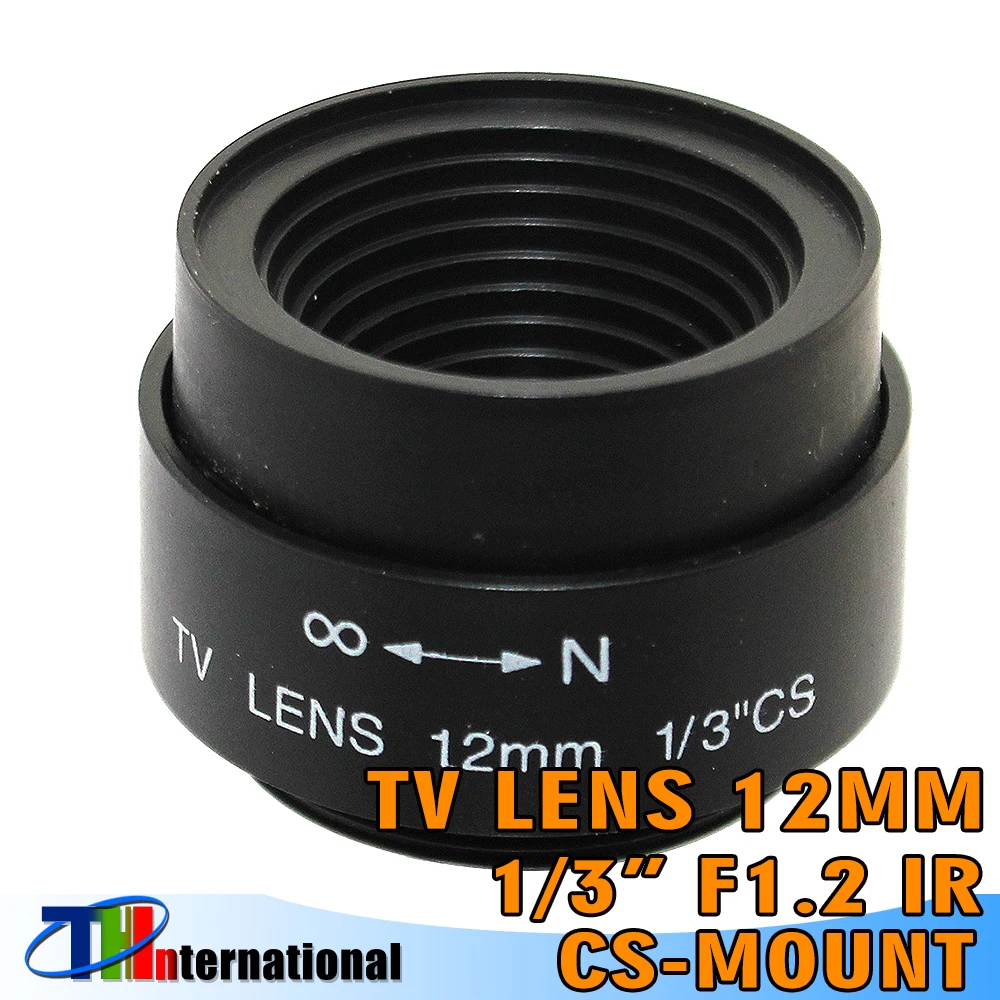 

12mm CS Lens CCTV TV Lens F1.2 1/3" Fixed Iris Megapixel HD IR Infrared CS Mount For CCD Cameras