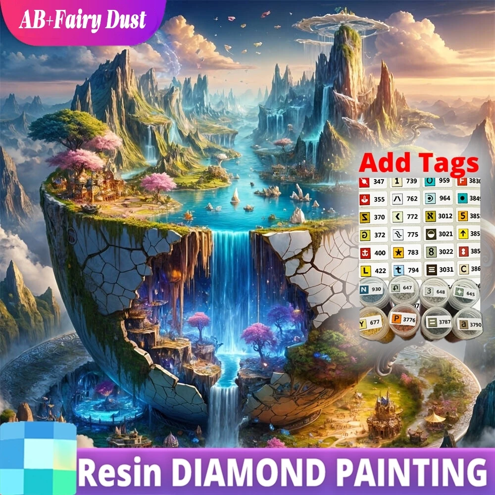 

Смола AB Фея Пыль Алмазная Мозаика Кубок Пейзаж Абстрактные DIY Подходит Для Початковщин Водопад Живопись Горная Вышивка Рив