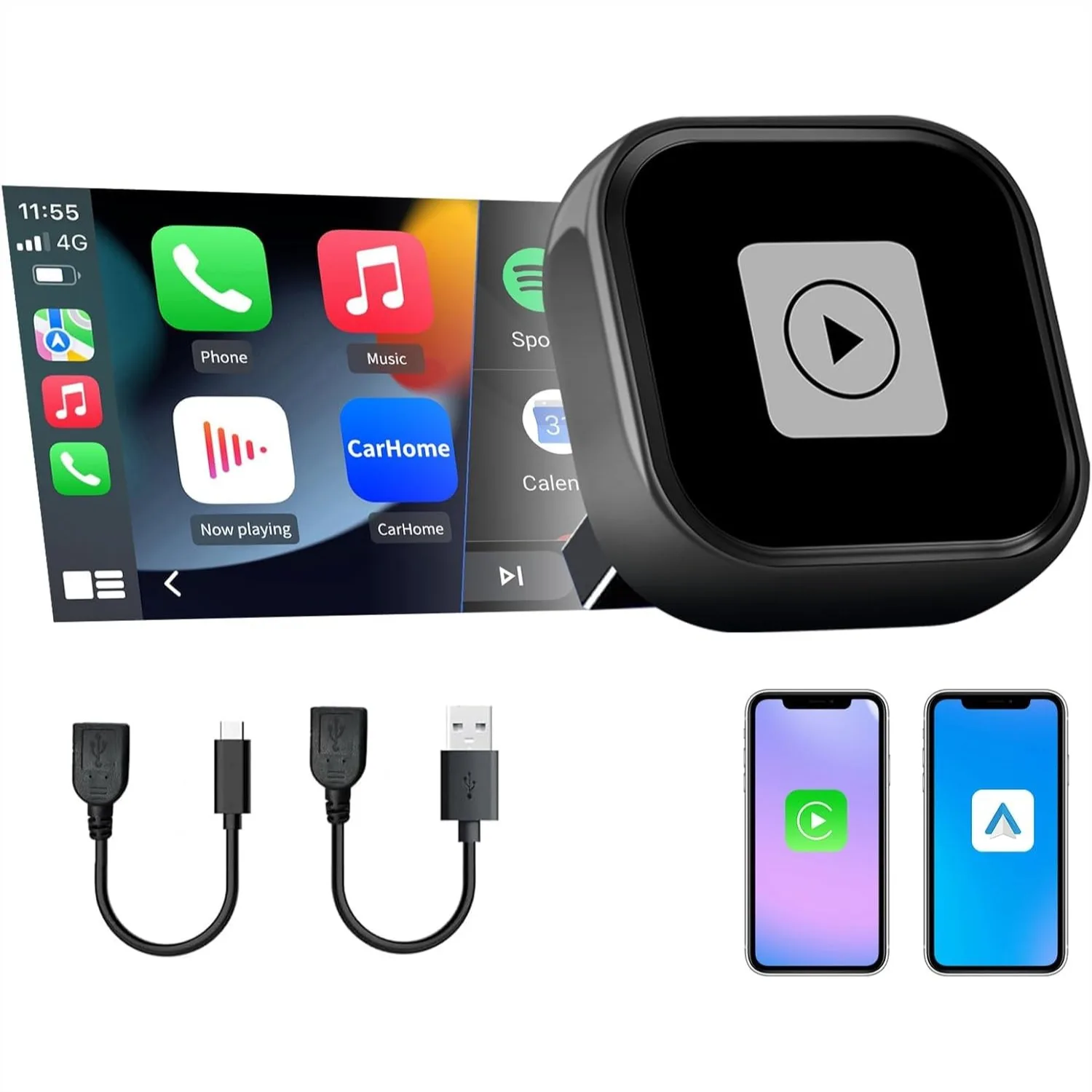 

Беспроводной адаптер CarPlay и Android Auto для iOS 10+ и Android 11+, USB Type-C донгл с функцией быстрого автоматического подключения и низким уровнем энергопотребления, Plug & Play