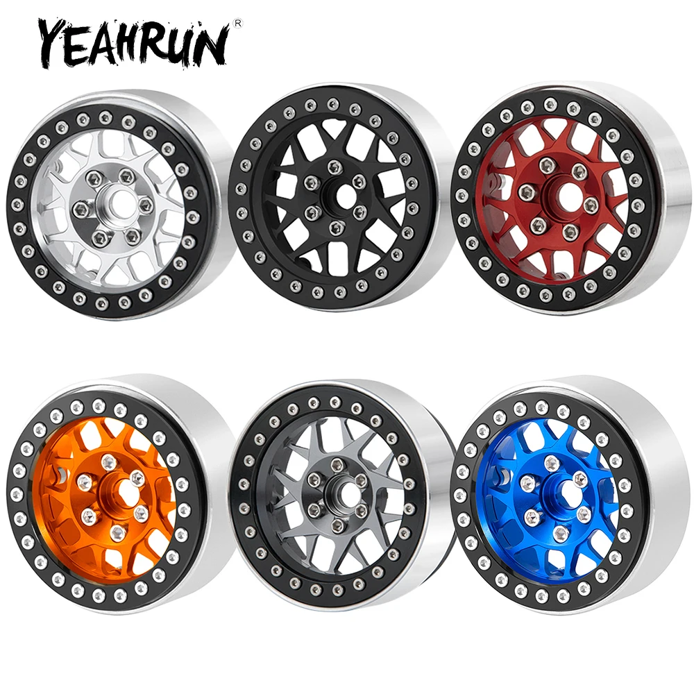 

YEAHRUN 4Pcs 1.9 inch Metal Alloy Beadlock Wheel Rims Hubs for Axial SCX10 TRX-4 D90 1/10 RC Crawler Car Model Upgrade Parts