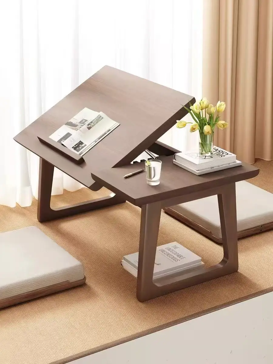 #Adjustable Low Coffee Table, Japanese Style Foldable Floor Table for Tatami
