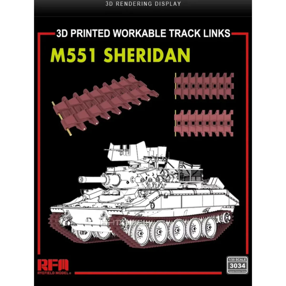 

Ryefield Upgrade Accessories RM-3034 1/35 Scale M51 Sheridan Workable Track Links (3D Printed) for RM-5142 Kit Assembly Plastics