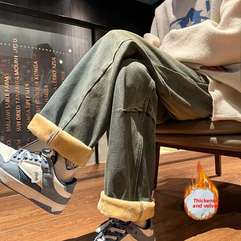 

Ретро-джинсы в американском стиле для мужчин: весенне-осенние, широкие, свободного кроя, прямые, стильные, для подростков