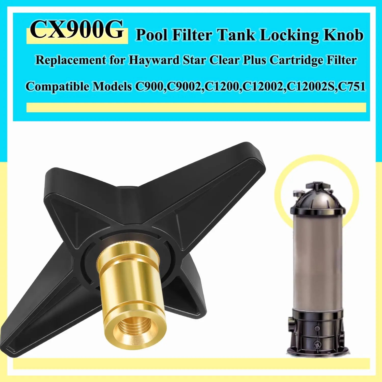 TM CX900DA Pool Filter Knob for Hayward Star Clear Plus Cartridge Filter & Separation Tank Models C751 C900 C9002 C1200 C12002