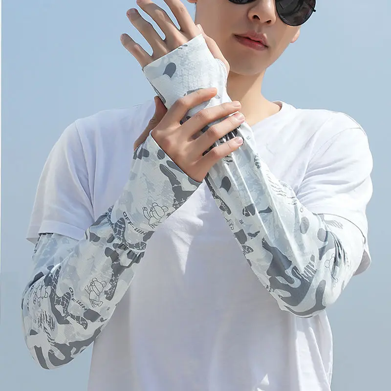 Camouflage Loose Arm Sleeves Men Women Cooling Fishing Summer Driving Breathable Cycling UV Protection Oversized Sun Sleeves NEW image 6