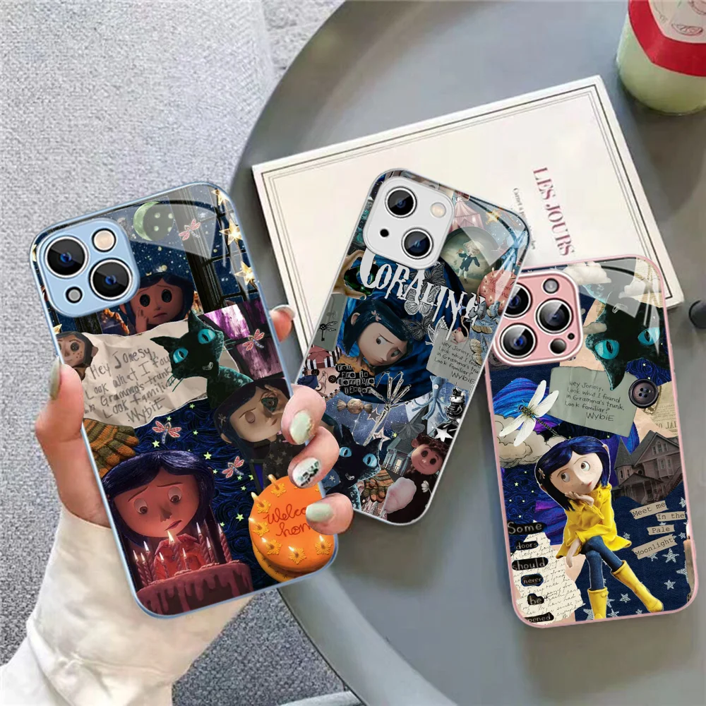 Anime C-coraline Phone Case For IPhone 14 13 12 Mini 11 Pro XS Max X XR 14 Plus Tempered Glass Cover