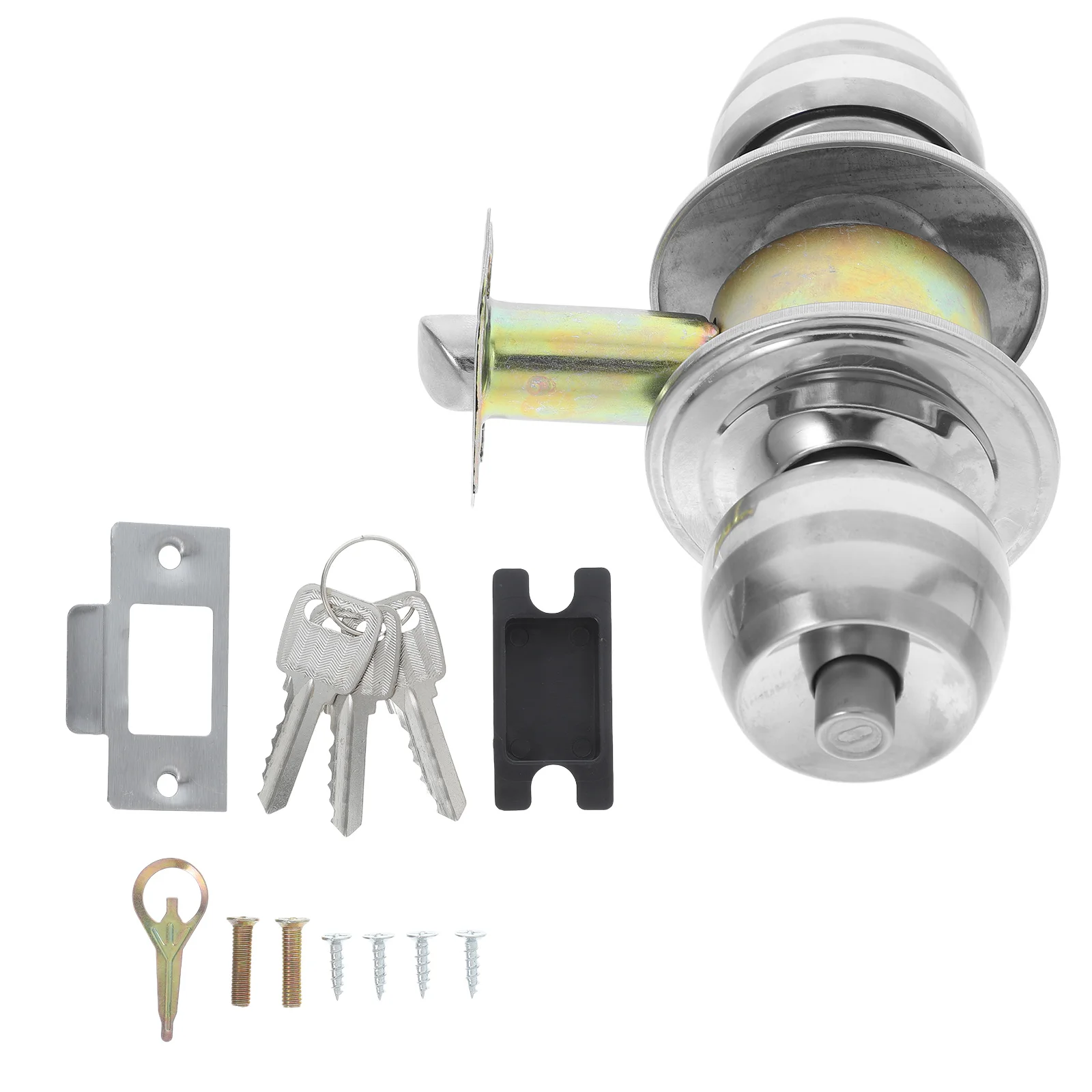 

Ball Door Lock Round Steel Privacy Knob Interior Bedroom Bathroom Silver Color Moisture Resistant Security Reliable Easy
