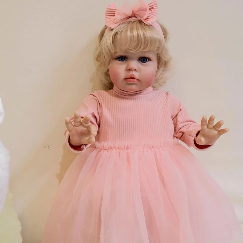 60CM Ellie Cloth Body Lifelike Reborn Toddler Hand Rooted Hair Cuddly Baby Girl Doll Baby