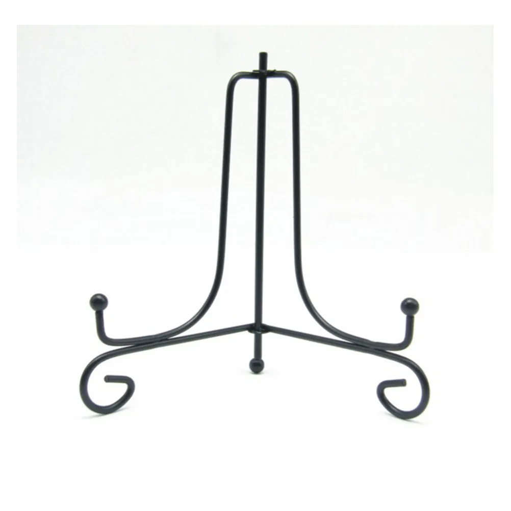 2Pcs Stylish Black Iron Plate Bracket Display Stand Bending Leg Design for Small Items Home Office Decor Dish Rack