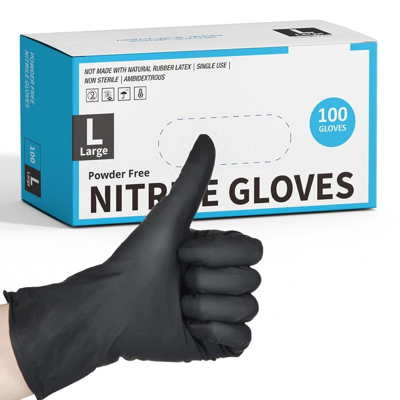 Disposable Nitrile Gloves Black Powder & Latex Free Cleaning Gloves 100/50/20PCS 4Mil Insdustrial Mechanic Tattoo Cooking Gloves