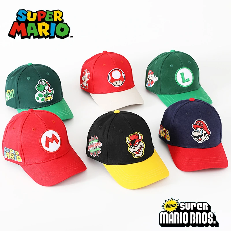 

Super Mario Kids Embroidered Casual Cap Cartoon Anime Figure Peach Princess Cute Hat Kids Sunscreen Baseball Visor Cap