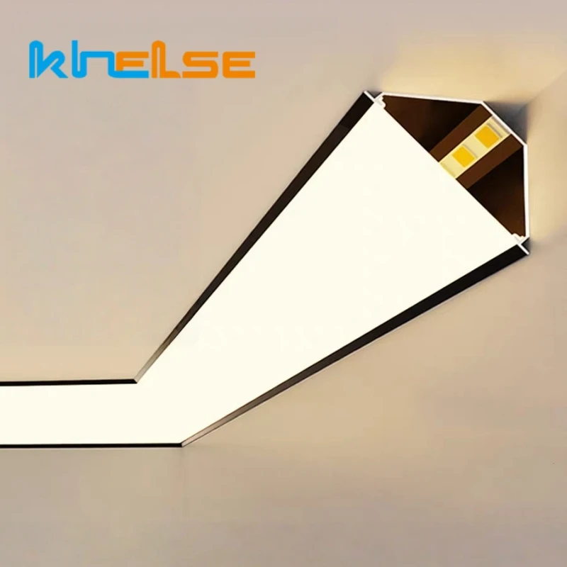 

V-образный потолочный верхний угловой линейный светильник светодиодный алюминиевый профиль без прорезывания стен потолок Штукатурная линия светящийся Декор