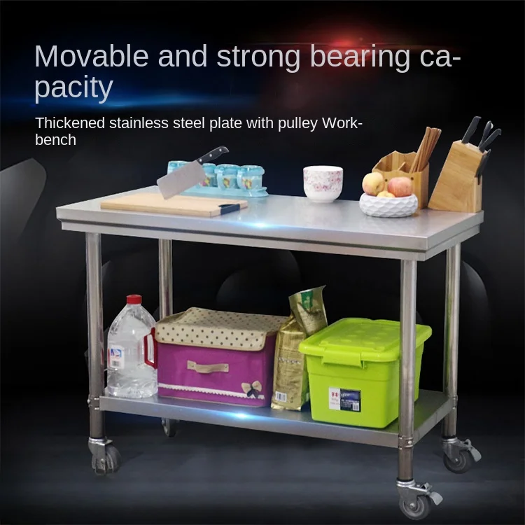 Stainless Steel Kitchen Prep Table, 4 Caster Wheels, Backsplash Loads, Home Storage Rack, Dining