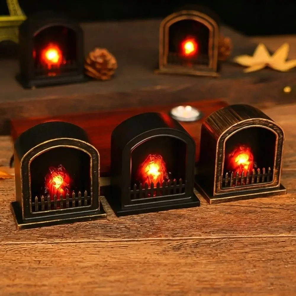 Mini LED Fireplace Model Creative Design Flame Atmosphere Simulation Fireplace Glowing Light Electronic Candle