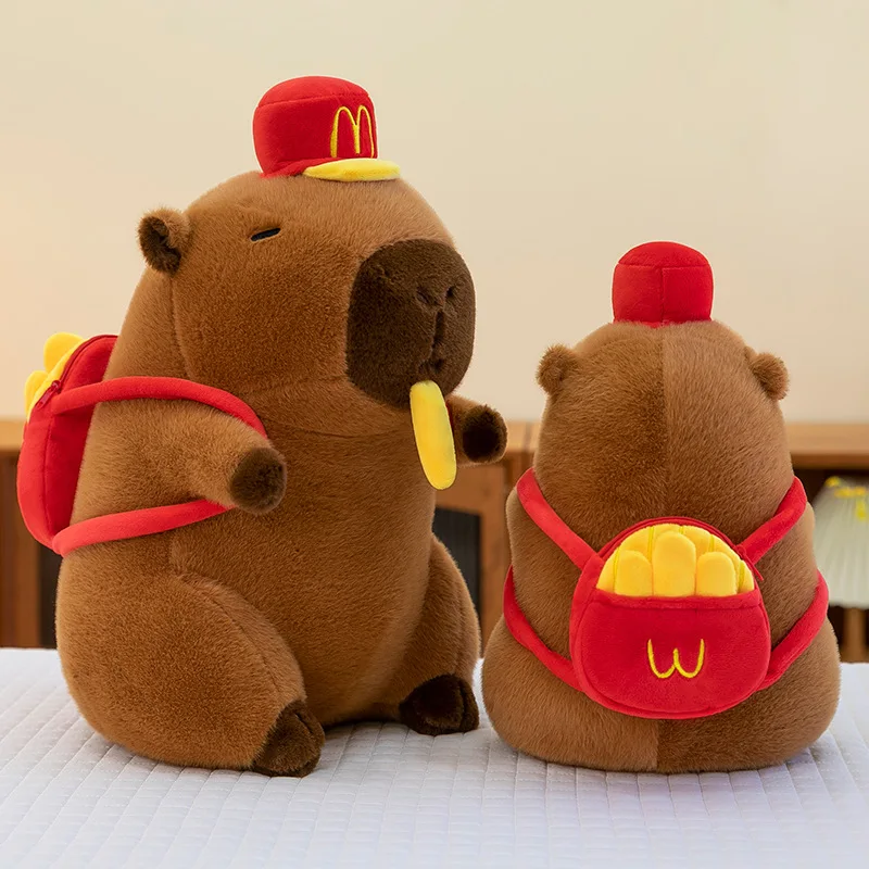 Kawaii – chapeau de frites Capybara, jouet en peluche, poupée en peluche, sac à dos, cadeau d'anniversaire pour enfants, Animal câlin mignon pour filles et tout-petits